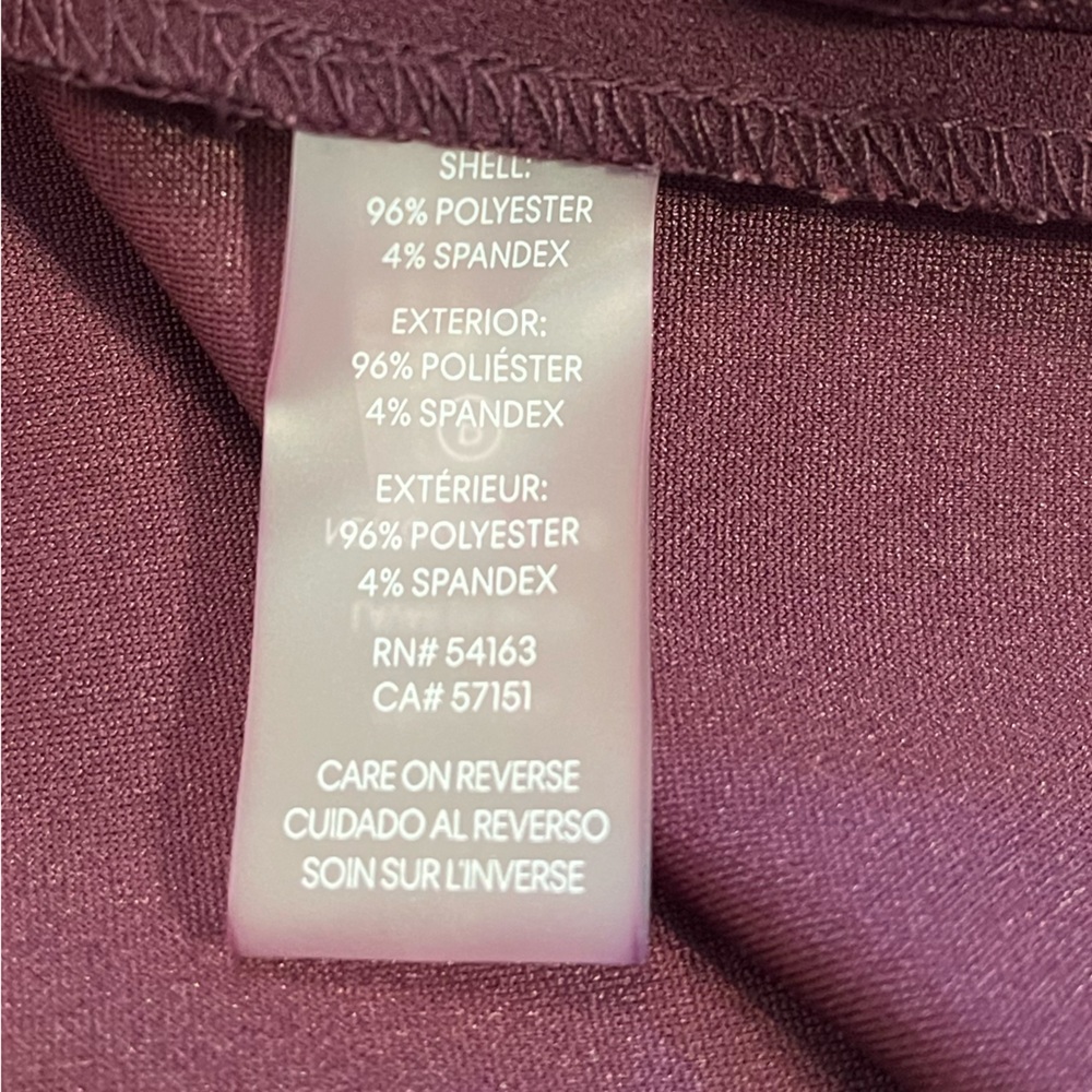 Calvin Klein Burgundy Asymmetrical Sheath‎ Midi Dress 8 3/4 Sleeve Front Slit - Picture 8 of 8